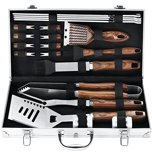  21PCS Professional Stainless Steel Grill Accessories Set For Men Dad Women - Perfect Grill Gift On Father's Day, Christmas, Birthday - Complete BBQ Kit For Outdoor Camping Barbecue