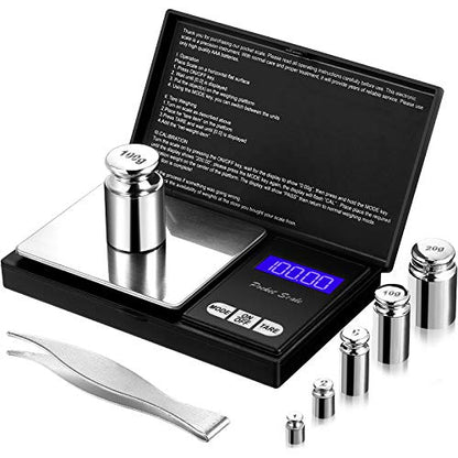  Digital Pocket Scale Set,100 G 0.01 G Mini Scale Electronic Grams Scale With 1 G, 2 G, 5 G, 10 G, 20 G, 100 G Calibration Weight And Calibration Weight Tweezer For Food Jewelry, Totally 8 Pieces
