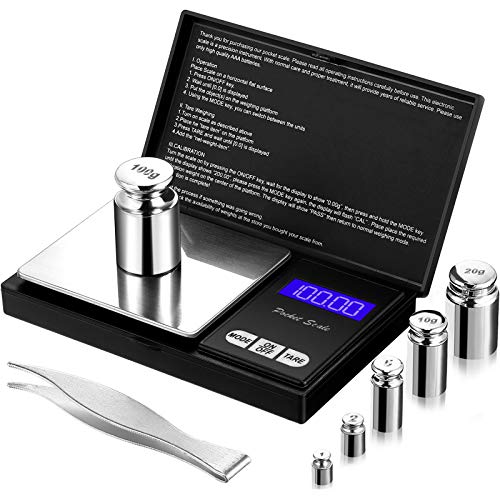  Digital Pocket Scale Set,100 G 0.01 G Mini Scale Electronic Grams Scale With 1 G, 2 G, 5 G, 10 G, 20 G, 100 G Calibration Weight And Calibration Weight Tweezer For Food Jewelry, Totally 8 Pieces