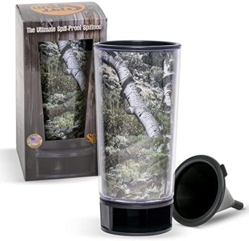  Ossy Oak Shadow Grass Blades By Spit Bud - The Ultimate Spittoon For Chew - Portable Dip & Snuff Cup With Lid, Pop Tab, Spill-Proof Funnel, Can Cutter & Holder - Fit In Cup Holders - Holds 8oz - Made In USA