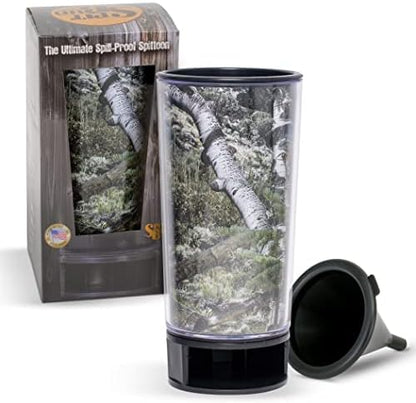  Ossy Oak Shadow Grass Blades By Spit Bud - The Ultimate Spittoon For Chew - Portable Dip & Snuff Cup With Lid, Pop Tab, Spill-Proof Funnel, Can Cutter & Holder - Fit In Cup Holders - Holds 8oz - Made In USA