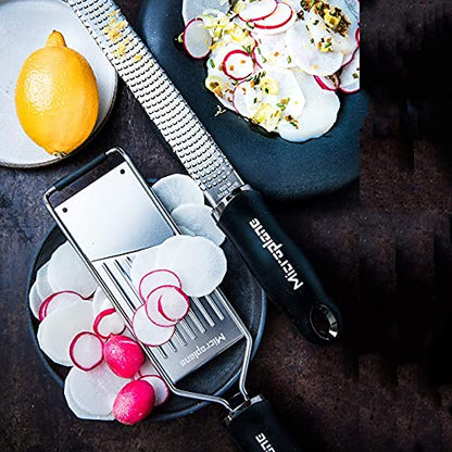 Microplane Kitchen Grater Set (Zester & Vegetable Slicer) For Parmesan, Citrus Fruits, Nutmeg, Potatoes, Zucchini And Cucumber With Stainless Steel Blade