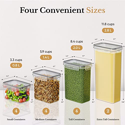  Airtight Food Storage Containers With Lids For Kitchen Organization 14 PC - Plastic Kitchen Storage Containers For Pantry Organization And Storage - Cereal, Rice, Pasta, Flour And Sugar Containers