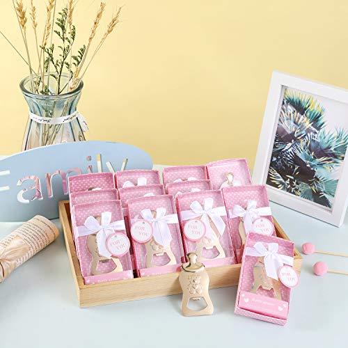  Ack Of 16 Bottle Opener Boy Baby Shower Party Favor Bottle Shaped Bottle Opener Baby Shower Return Gifts For Guest Wedding Party Souvenir Birthday Bridal Shower (Pink Bear, 16)