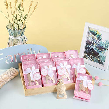  Ack Of 16 Bottle Opener Boy Baby Shower Party Favor Bottle Shaped Bottle Opener Baby Shower Return Gifts For Guest Wedding Party Souvenir Birthday Bridal Shower (Pink Bear, 16)