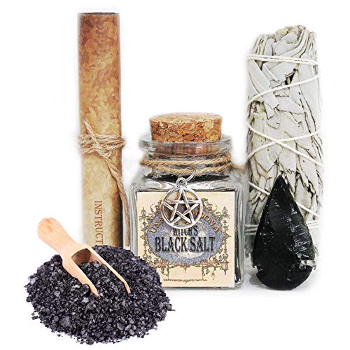  Wicca Black Salt Kit | Black Salt For Protection | Black Salt Witchcraft | Empath Protection | Witch Salt | Witchcraft Supplies And Tools | Black Salt Wicca | Charged Using Dark Moon