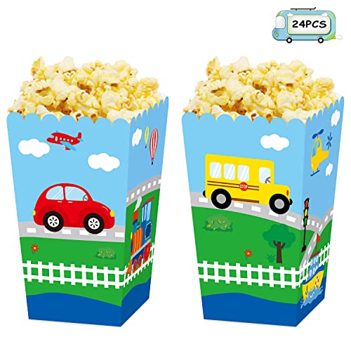  Graduation Popcorn Boxes School Grad Party Favor Plastic Popcorn Treat Boxes 24 Pieces, Blue