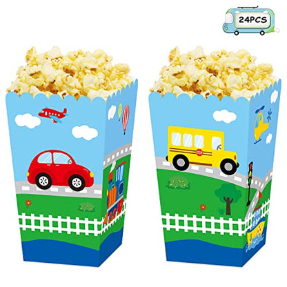  Graduation Popcorn Boxes School Grad Party Favor Plastic Popcorn Treat Boxes 24 Pieces, Blue