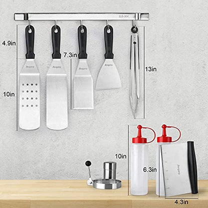  Griddle Accessories Set For Blackstone And Camp Chef Griddle, 15 PCS Flat Top Grill Accessories Set With Griddle Scraper, Metal Spatula, Egg Rings For Outdoor BBQ, Camping, Gifts For Fathers Day