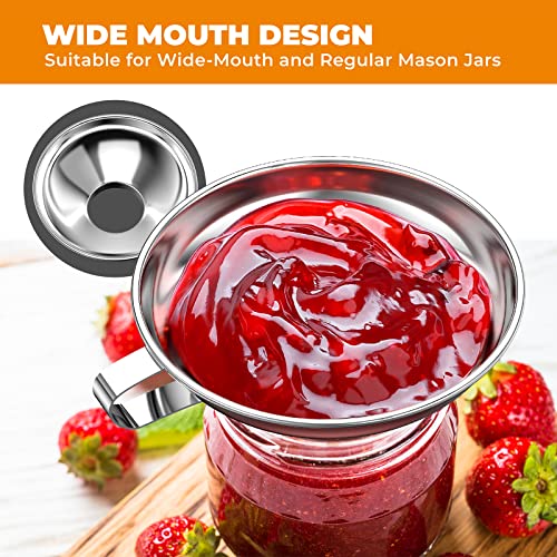  Canning Funnel For Kitchen Use, Wide Mouth Stainless Steel Funnel For Wide And Regular Mouth Mason Jar, Food Grade Metal Funnel For Filling Bottle, Large Funnel For All Liquid And Solid