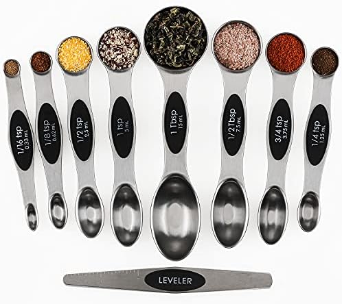  Magnetic Measuring Spoons Set Of 9 Stainless Steel Stackable Dual Sided Teaspoon Tablespoon For Measuring Dry And Liquid Ingredients Fits In Spice Jars