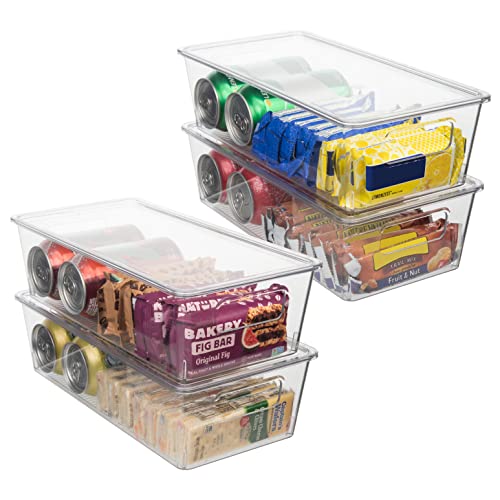  Plastic Pantry Organization And Storage Bins With Lids – Perfect Kitchen Organization Or Kitchen Storage – Fridge Organizer, Refrigerator Organizer Bins, Cabinet Organizers