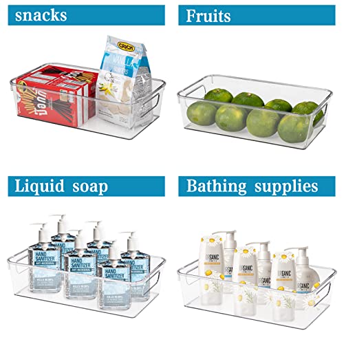  Set Of 6 Refrigerator Organizer Bins, Pantry Organization And Storage Bins, Fridge Organizers With Cutout Handles, Clear Plastic Storage Bins For Pantry - BPA Free Kitchen Organizers