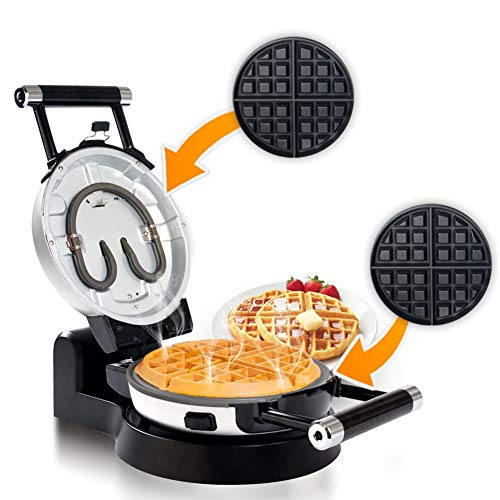  Upgrade Automatic 360 Rotating Non-Stick Belgian Waffle Maker W/Removable Plates, 17”*10“*6.05”