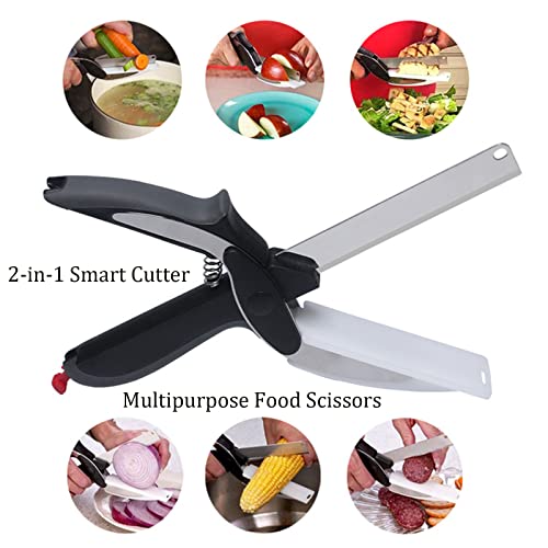  Kitchen Vegetable Scissors, Food Scissors With Built-in Cutting Board, Multifunctional Intelligent Quick Vegetable Slicer, Stainless Steel Kitchen Food Cutting Choppers,kitchen Shears