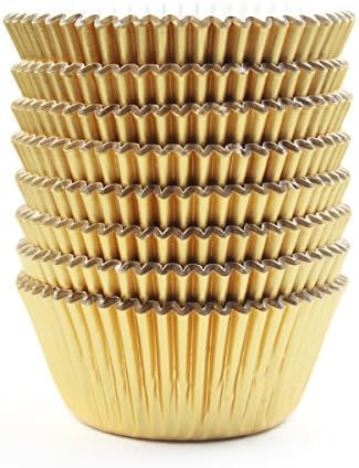  Gold Foil Metallic Cupcake Case Liners Wrappers Baking Muffin Paper Cups 198 Pcs