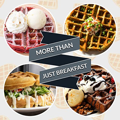  Nostalgia HomeCraft 7 Inch Round Stainless Steel Electric Belgian Thick Waffle Maker, Non Stick, Die Cast Aluminum, Easy To Clean