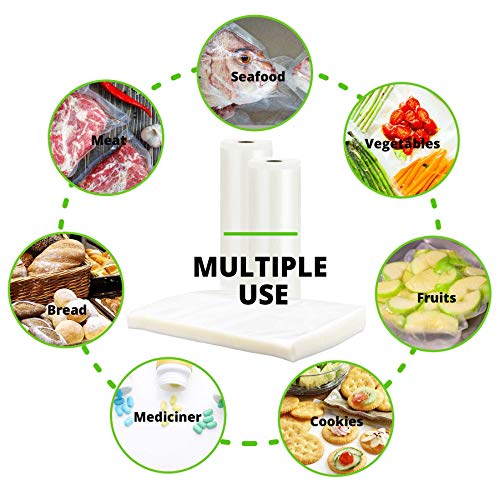  Vacuum Sealer Bags 8"x50' Rolls For Food Saver, Seal A Meal, Sous Vide, Meal Prep, Food Preservation, Vac Storage, BPA Free And Heavy Duty, Commercial Grade Food Sealer Bags