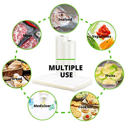  Vacuum Sealer Bags 8"x50' Rolls For Food Saver, Seal A Meal, Sous Vide, Meal Prep, Food Preservation, Vac Storage, BPA Free And Heavy Duty, Commercial Grade Food Sealer Bags