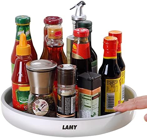 Lamy AMY Lazy Susan Organizer Kitchen Organization, 2 Pack 10 Inch Lazy Susan Turntable For Cabinet, Pantry, Refrigerator And Table, Black
