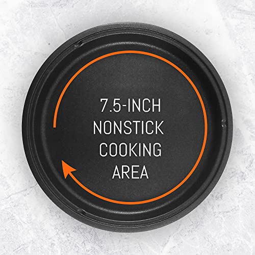  L-6101 Personal Stir Fry Griddle Pan, Rapid Heat Up, 650 Watts Non-stick Electric Skillet With Tempered Glass Lid, Red