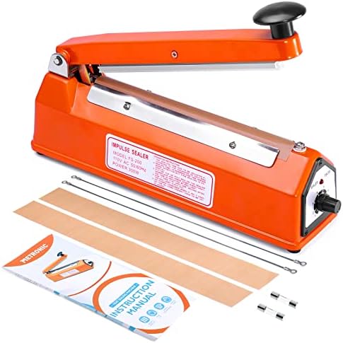  Impulse Sealer 16 Inch, Manual Heat Sealer Machine For Plastic Bags, Shrink Wrap Bag Sealers Heavy Duty Sealing Machine With Repair Kit (Blue)