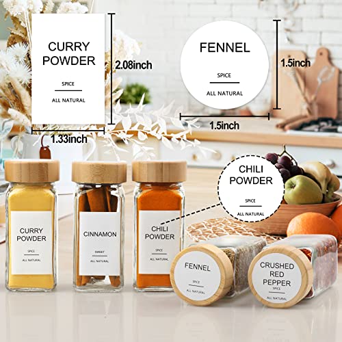  24 Pcs Glass Spice Jars With Bamboo Airtight Lids And 398 Labels, 4oz Empty Square Containers Seasoning Storage Bottles - Shaker Lids, Funnel, Brush And Marker Included