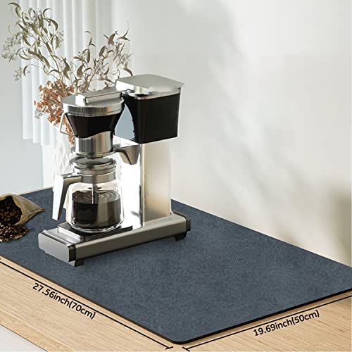  Coffee Bar Mat For Bar Accessories 27.56''x19.69'' Coffee Mat Hide Stain Rubber Backed Absorbent Dish Drying Mat For Kitchen Counter, Fit Under Coffee Maker Espresso Machine(Navy Blue)
