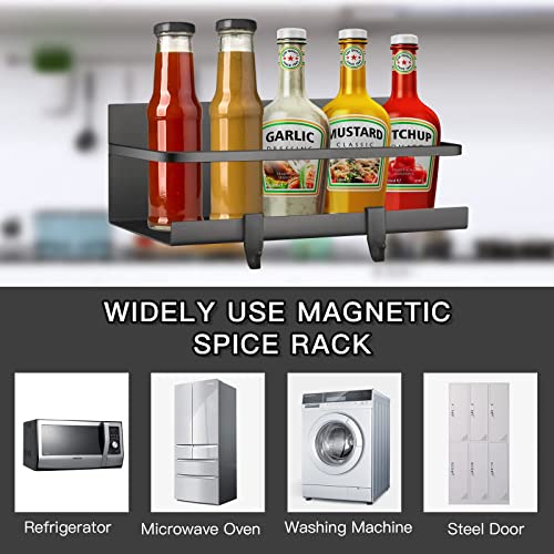  Siasky 2Pcs Magnetic Spice Rack, Magnetic Shelf For Refrigerator Magnetic Fridge Shelf With 4 Removable Hooks For Kitchen Space Saver