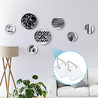N/A 50Pcs Invisible Adhesive Plate Hanger, Vertical Plate Holders For Wall, Adhesive Plate Hanger Hooks For Plate Pictures Wall Decor (White,Sq)