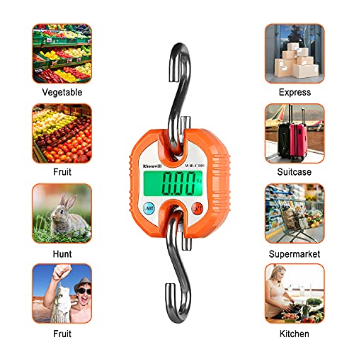  Luggage Scales Digital Kitchen Scales Luggage Scales Crane Scales Digital With Hooks, Portable Hanging Scales With Display (Orange)…