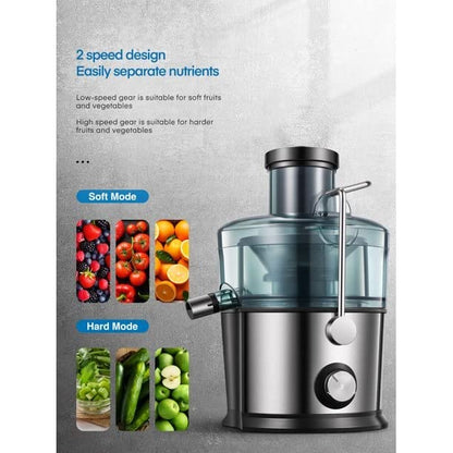  Juice Extractor, 800W Juicer With 3" Wide Mouth, Easy To Clean, Anti-Slip, Drip-proof, BPA Free, Silver