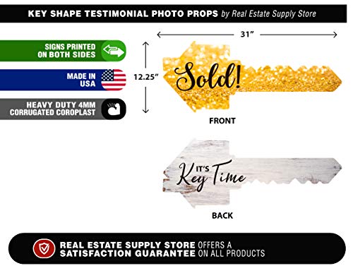  Real Estate Social Media Testimonial Photo Prop Signs - Great For Instagram, Twitter & Facebook (2 Pack, Key - Sold/Key Time AND Key - Found The One/Home Sweet Home)