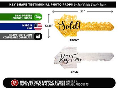  Real Estate Social Media Testimonial Photo Prop Signs - Great For Instagram, Twitter & Facebook (2 Pack, Key - Sold/Key Time AND Key - Found The One/Home Sweet Home)