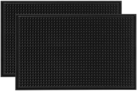  | Black Bar Mats Set Of 2 (12x6 Inches) | Drying, Durable And Stylish Spill Mats For Bars, Restaurants, Coffee Shops, Bar Mats For Countertop And Table Top, Non-Spill & Non-Toxic Mats