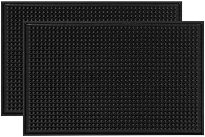  | Black Bar Mats Set Of 2 (12x6 Inches) | Drying, Durable And Stylish Spill Mats For Bars, Restaurants, Coffee Shops, Bar Mats For Countertop And Table Top, Non-Spill & Non-Toxic Mats