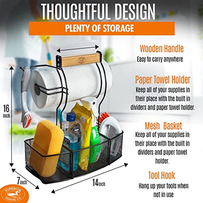  Teel Caddy For Organizing Paper Towels, Condiments, Tools For Grill, BBQ, Picnics, Household Cleaning, Garage, Cars Caddy, Black, Large