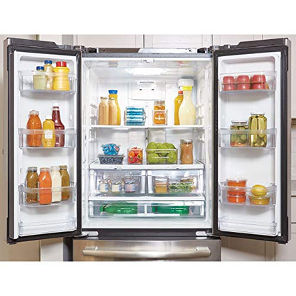  BPA-Free Plastic Water Bottle And Drink Holder Fridge Organizer Bin For Kitchen, Basement, Garage Fridge – 13.7" X 5.4" X 4.1", Clear Plastic, Set Of 1