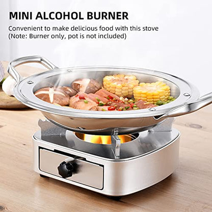  XIXIAN Mini Alcohol Stove Burner Stainless Steel Adjustable Firepower Windproof Drawer Style Burner For Barbecue Hotpot Outdoors Cooking