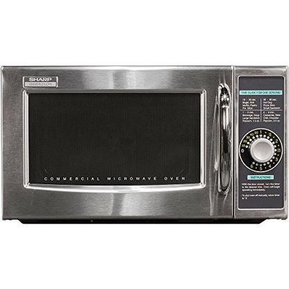 Sharp Harp R-21LCFS Medium-Duty Commercial Microwave Oven With Dial Timer, Stainless Steel, 1000-Watts, 120-Volts, One Size