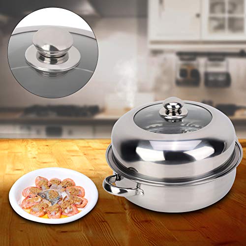  28CM Stainless Steel Single-layer Soup Pot, Hot Pot, Steamer, Soup Pot, New Heightened Steel And Glass Composite Cover, Open Flame, Induction Cooker, Infrared, Electric Stove Heating
