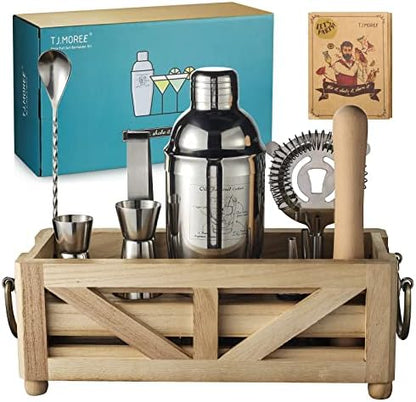  Bartender Kit, Gifts For Men, Fathers Day Cocktail Shaker Set (12.2L X 5W X 4.5H)