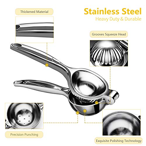  Lemon Squeezer Stainless Steel Manual Fruit Squeezer, Citrus Squeezer Fruit Juice Reamer Fast Handle Press Tool, Manual Juicer Perfect For Juicing Oranges, Pomegranate, Lemons & Limes