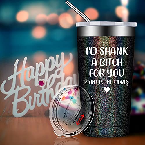  Best Friend Gift For Women - Funny Friendship Birthday Gifts For Friends Female, Bestie, BFF - Sister Gifts From Sister - 20oz Vacuum Insulated Wine Tumbler With Keychain
