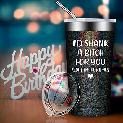  Best Friend Gift For Women - Funny Friendship Birthday Gifts For Friends Female, Bestie, BFF - Sister Gifts From Sister - 20oz Vacuum Insulated Wine Tumbler With Keychain
