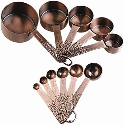 Measuring Spoons Set, Copper Measuring Spoons Set, Stainless Steel Measuring Spoons, Copper Plated Measuring Spoons, 6 Measurer Spoons (Copper-6spoons+1ring)