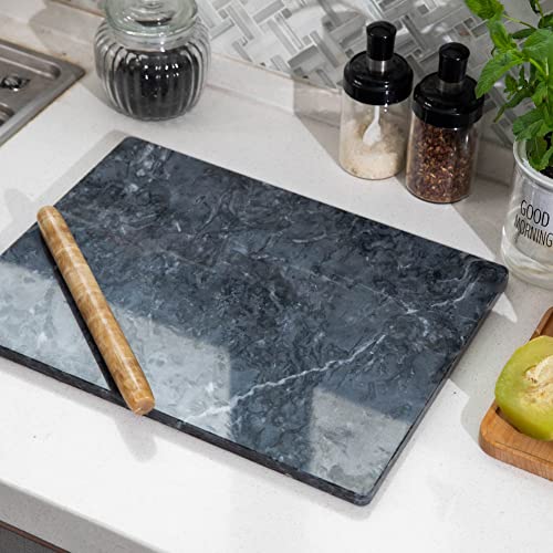  Marble Pastry Board 16x12 Inch Cutting Board Marble Serving Tray For Cheese Perfect For Keep The Dough Cool And Chocolate Tempering Easy To Clean Sleek Design, Gray