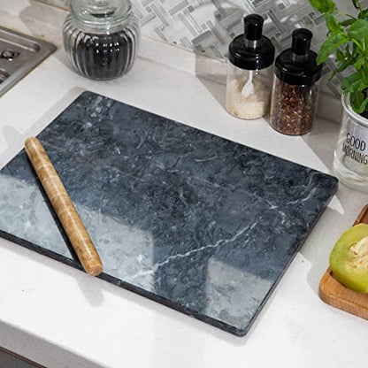  Marble Pastry Board 16x12 Inch Cutting Board Marble Serving Tray For Cheese Perfect For Keep The Dough Cool And Chocolate Tempering Easy To Clean Sleek Design, Gray