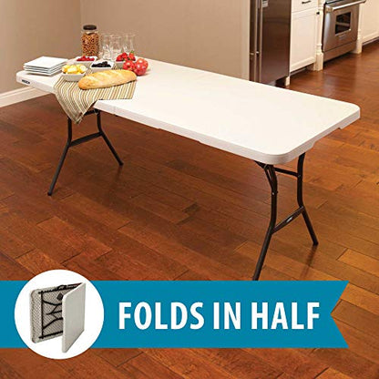 Lifetime 80753 Fold In Half Light Commercial Table, 6 Feet, Almond