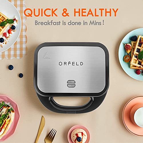  Sandwich Maker, Panini Press Grill, 750W 3 In 1 Detachable Non-Stick Coating, LED Indicator Lights